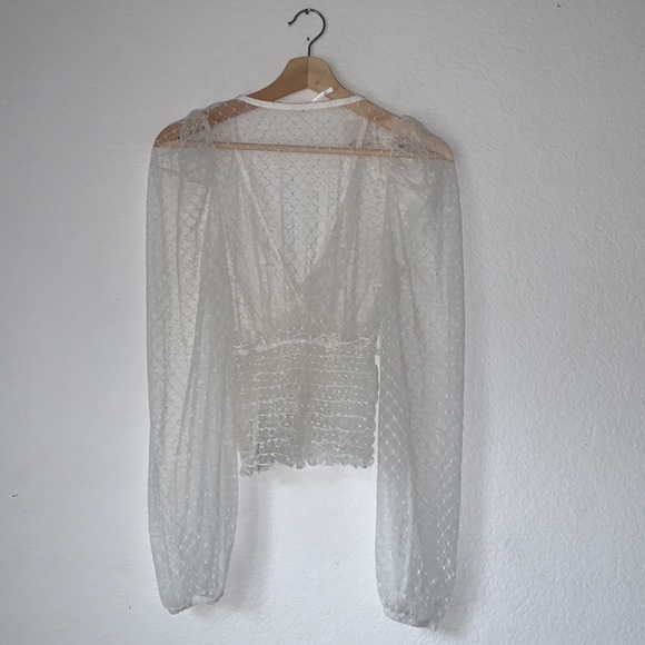 BNWT Free People tulle ivory  blouse sz Small $78 - Picture 4 of 9